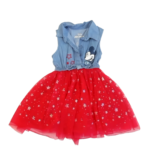 Mickey Mouse Girls Blue | Red Dress Size: 2T Blue | Red