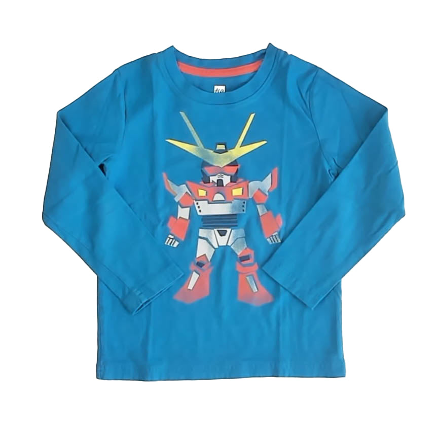 Tea Collection Boys Blue Robot Long Sleeve T-Shirt Size: 4T Blue Robot
