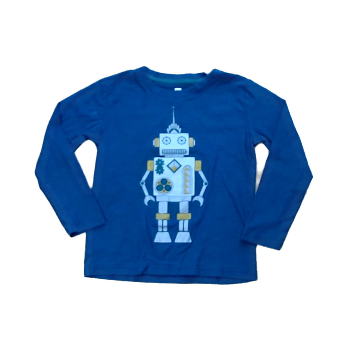 Tea Collection Boys Blue | Robot Long Sleeve Shirt Size: 6 Years Blue | Robot