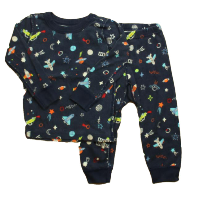 Moon & Back Boys Blue Rockets 2-piece Pajamas Size: 2T