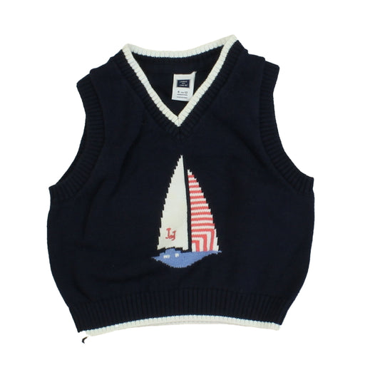Janie and Jack Boys Blue | Sailboat Sweater Vest Size: 6-12 Months Blue | Sailboat