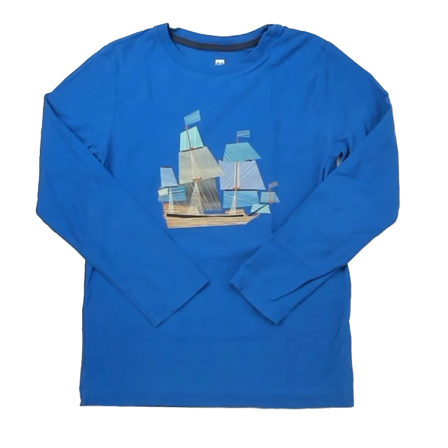 Tea Collection Boys Blue Sailboat Long Sleeve T-Shirt Size: 12 Years Blue Sailboat