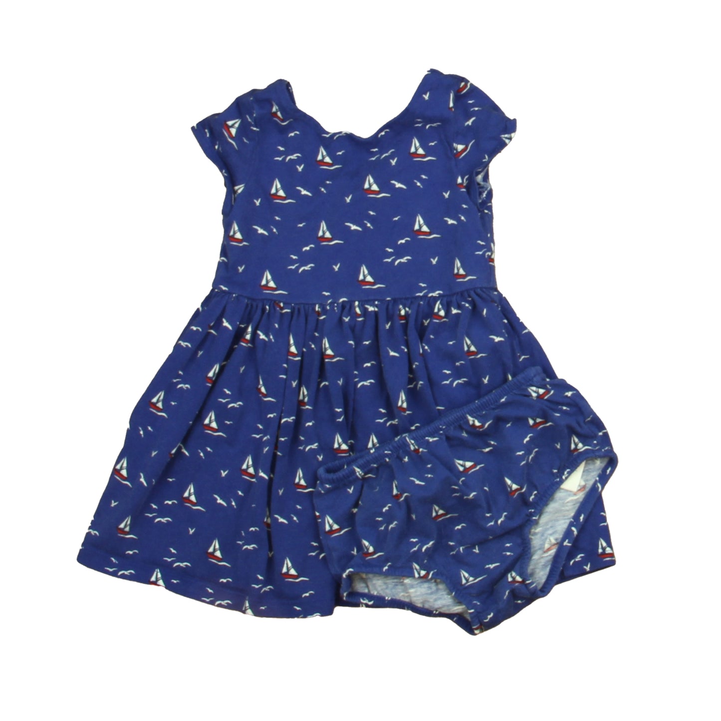 Ralph Lauren Girls Blue Sailboats Dress Size: 12 Months