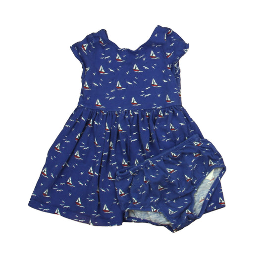 Ralph Lauren Girls Blue Sailboats Dress Size: 12 Months