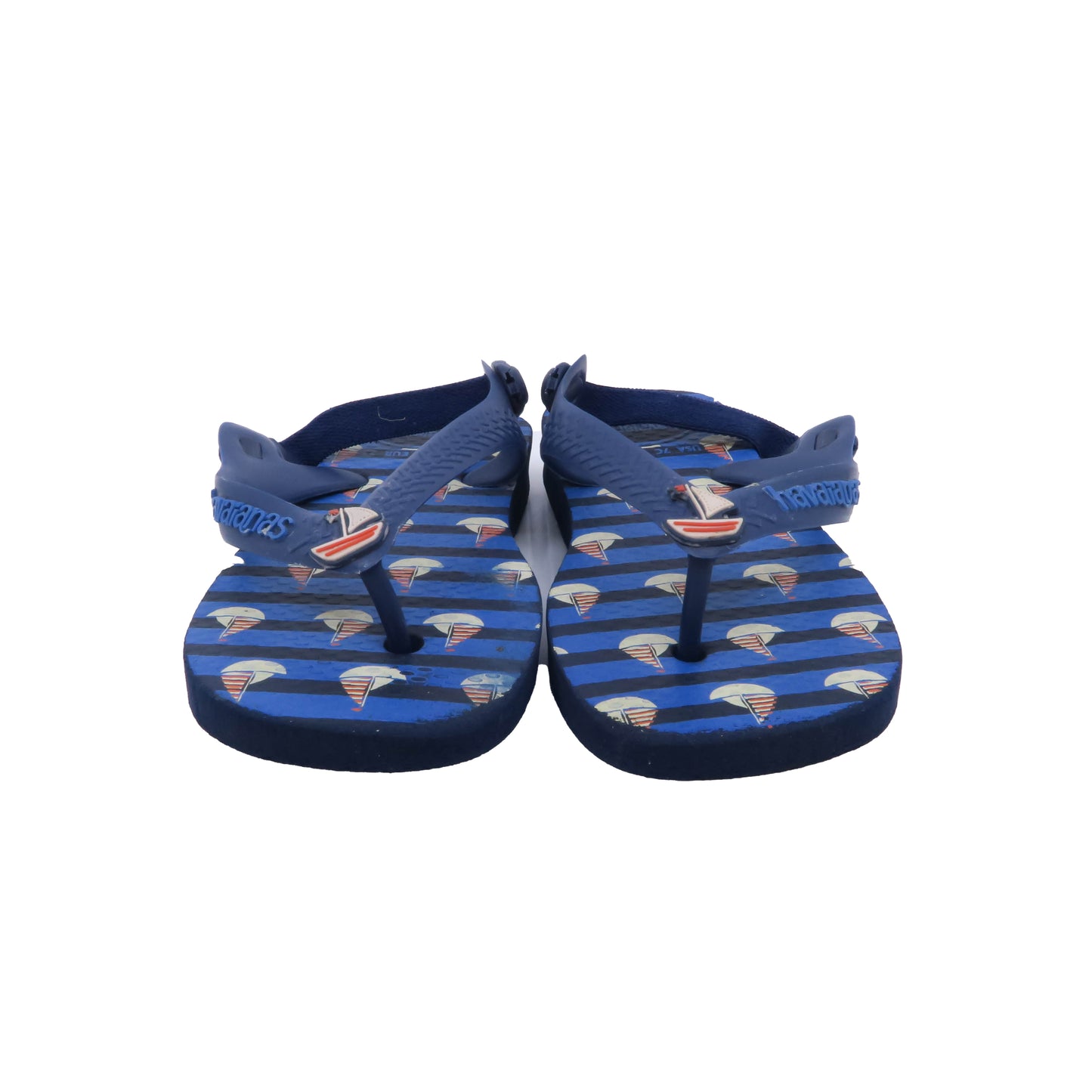 Havaianas Boys Blue | Sailboats Flip Flops Size: 5.5 Toddler Blue | Sailboats