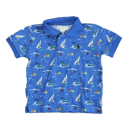 Ralph Lauren Boys Blue Sailboats Polo Shirt Size: 18 Months Blue Sailboats