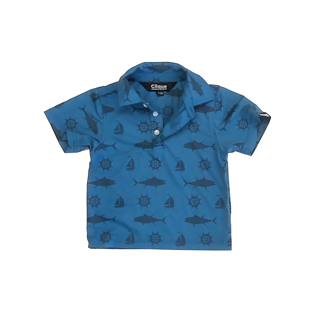 Clique Boys Blue Sailing Polo Shirt Size: 6-12 Months Blue Sailing