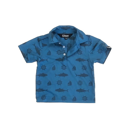 Clique Boys Blue Sailing Polo Shirt Size: 6-12 Months Blue Sailing