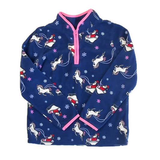 Osh Kosh Girls Blue Santa on Sled Fleece Size: 10 Years Blue Santa on Sled