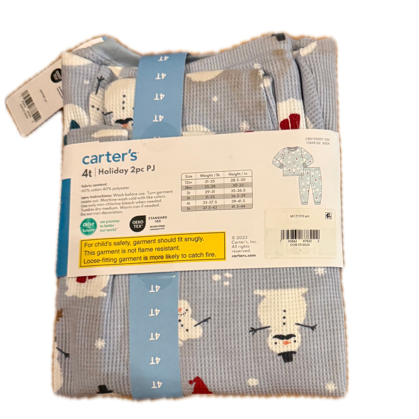 Carter's Boys Blue Santa 2-piece Pajamas Size: 4T Blue Santa