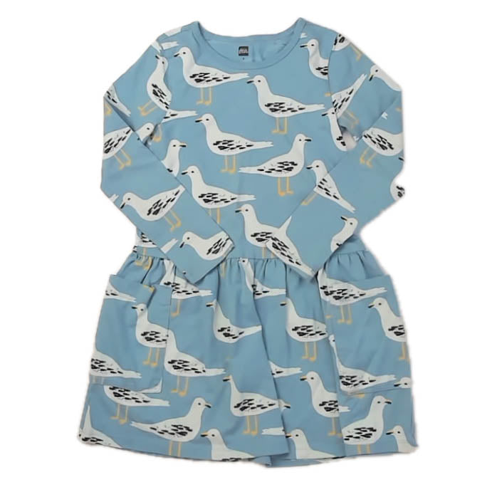 Tea Collection Girls Blue Seagulls Dress Size: 5T Blue Seagulls