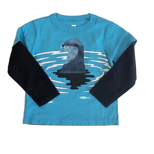 Tea Collection Boys Blue Seal Long Sleeve T-Shirt Size: 2T Blue Seal