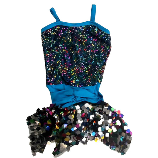 Dansco Girls Blue Sequins Dance wear Size: 6-7 Years Blue Sequins