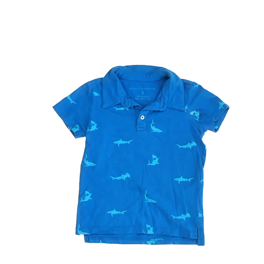 Rockets Of Awesome Boys Blue Shark Polo Shirt Size: 5T Blue Shark