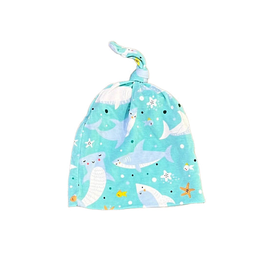 Littlesleepies Boys Blue Sharks Hat Size: 0-6 Months Blue Sharks