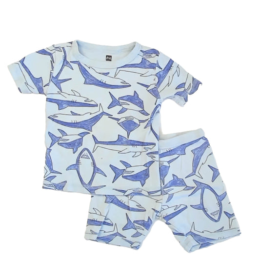 Tea Collection Boys Blue Sharks 2-piece Pajamas Size: 4T Blue Sharks