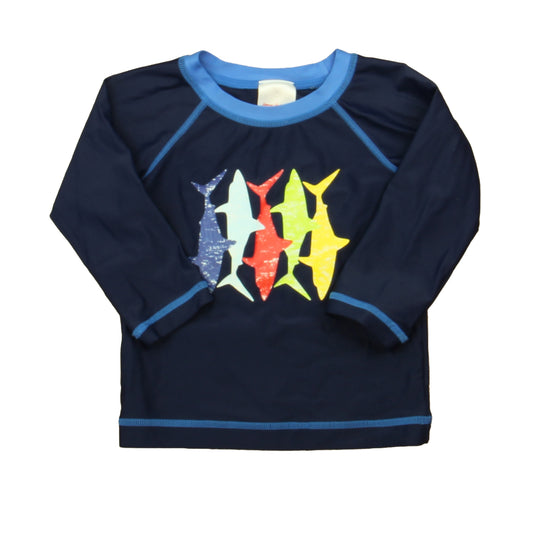 Hanna Andersson Boys Blue Sharks Rashguard Size: 18-24 Months Blue Sharks