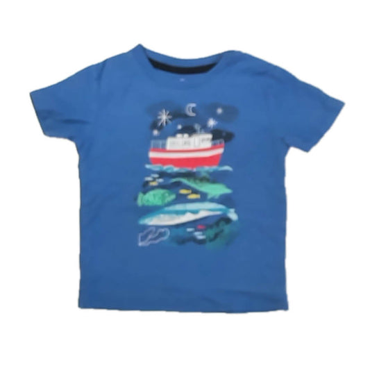 Tea Collection Boys Blue Ship T-Shirt Size: 4T Blue Ship