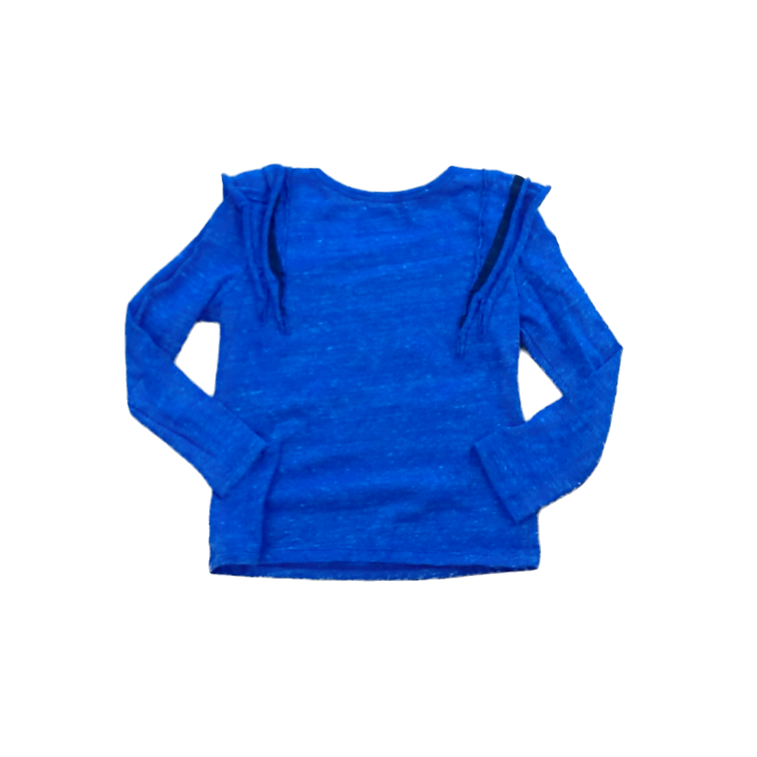 Rockets Of Awesome Girls Blue Shoulder Frill Long Sleeve T-Shirt Size: 5T Blue Shoulder Frill