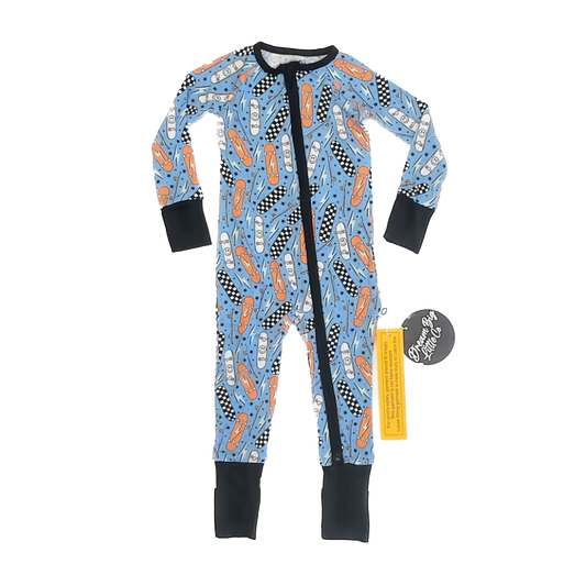 Dreamy Zzz Boys Blue Skateboards 1-piece Non-footed Pajamas Size: 12-18 Months Blue Skateboards