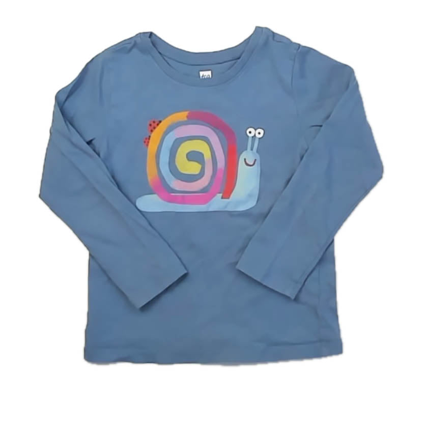 Tea Collection Girls Blue Snail Long Sleeve T-Shirt Size: 4T Blue Snail