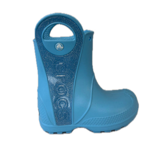 Crocs Girls Blue Sparkle Rain Boots Size: 7 Toddler Blue Sparkle