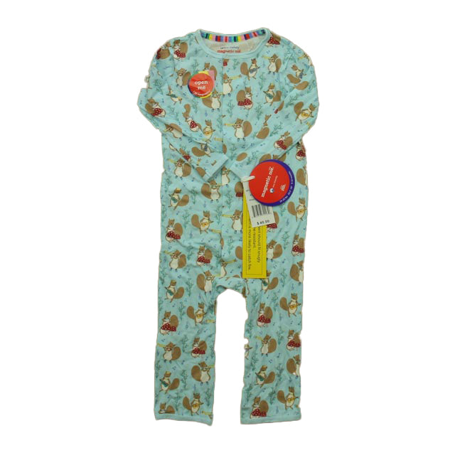 Magnetic Me Boys Blue Squirrels 1-piece Non-footed Pajamas Size: 9-12 Months