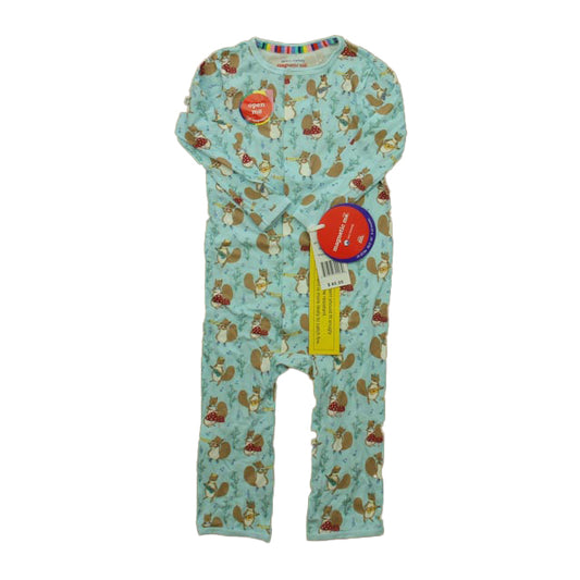 Magnetic Me Boys Blue Squirrels 1-piece Non-footed Pajamas Size: 9-12 Months