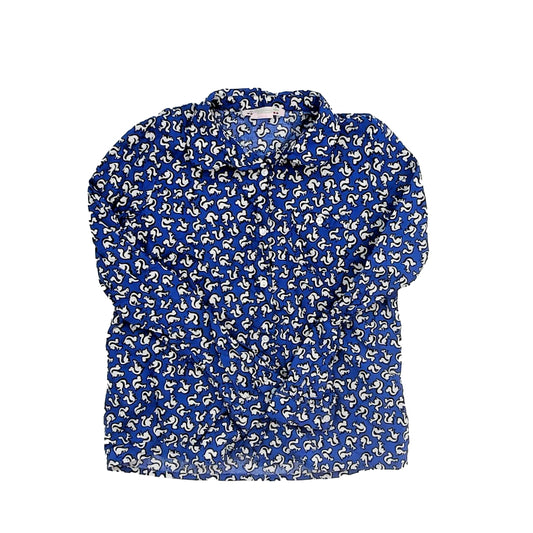 Bonpoint Boys Blue Squirrels Button Down Long Sleeve Size: 6 Years Blue Squirrels
