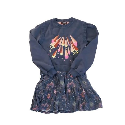 Imoga Girls Blue Stars and Hearts Dress Size: 8 Years Blue Stars and Hearts
