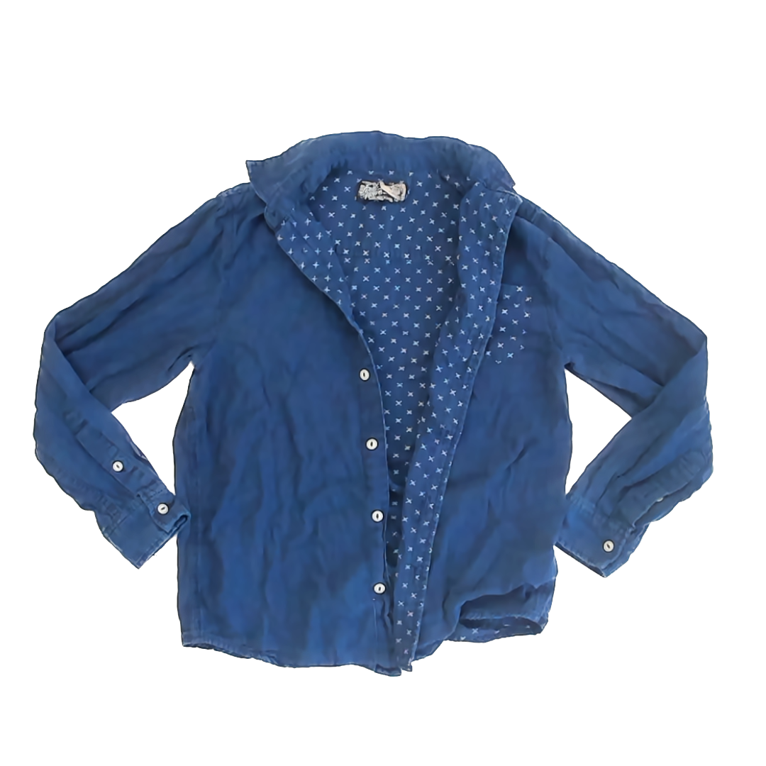 First Wave Boys Blue Stars Button Down Long Sleeve Size: 12 Years Blue Stars