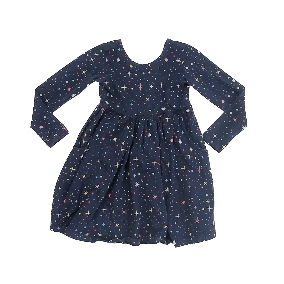 Hanna Andersson Girls Blue Stars Dress Size: 5T Blue Stars