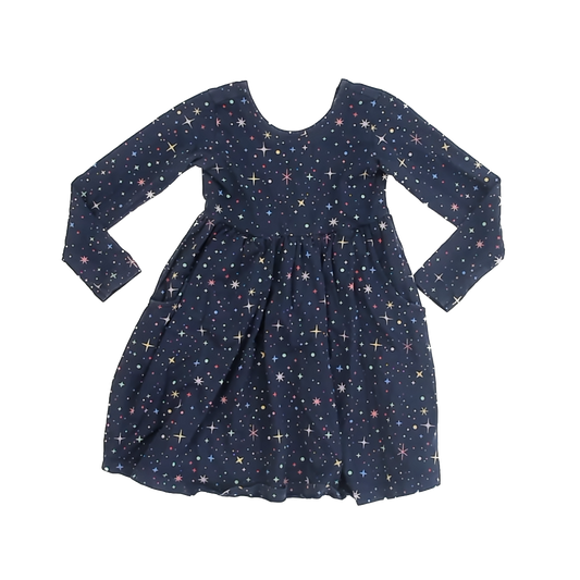 Hanna Andersson Girls Blue Stars Dress Size: 5T Blue Stars
