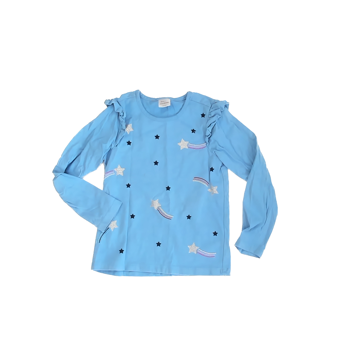 Hanna Andersson Girls Blue | Stars Long Sleeve T-Shirt Size: 6-7 Years Blue | Stars