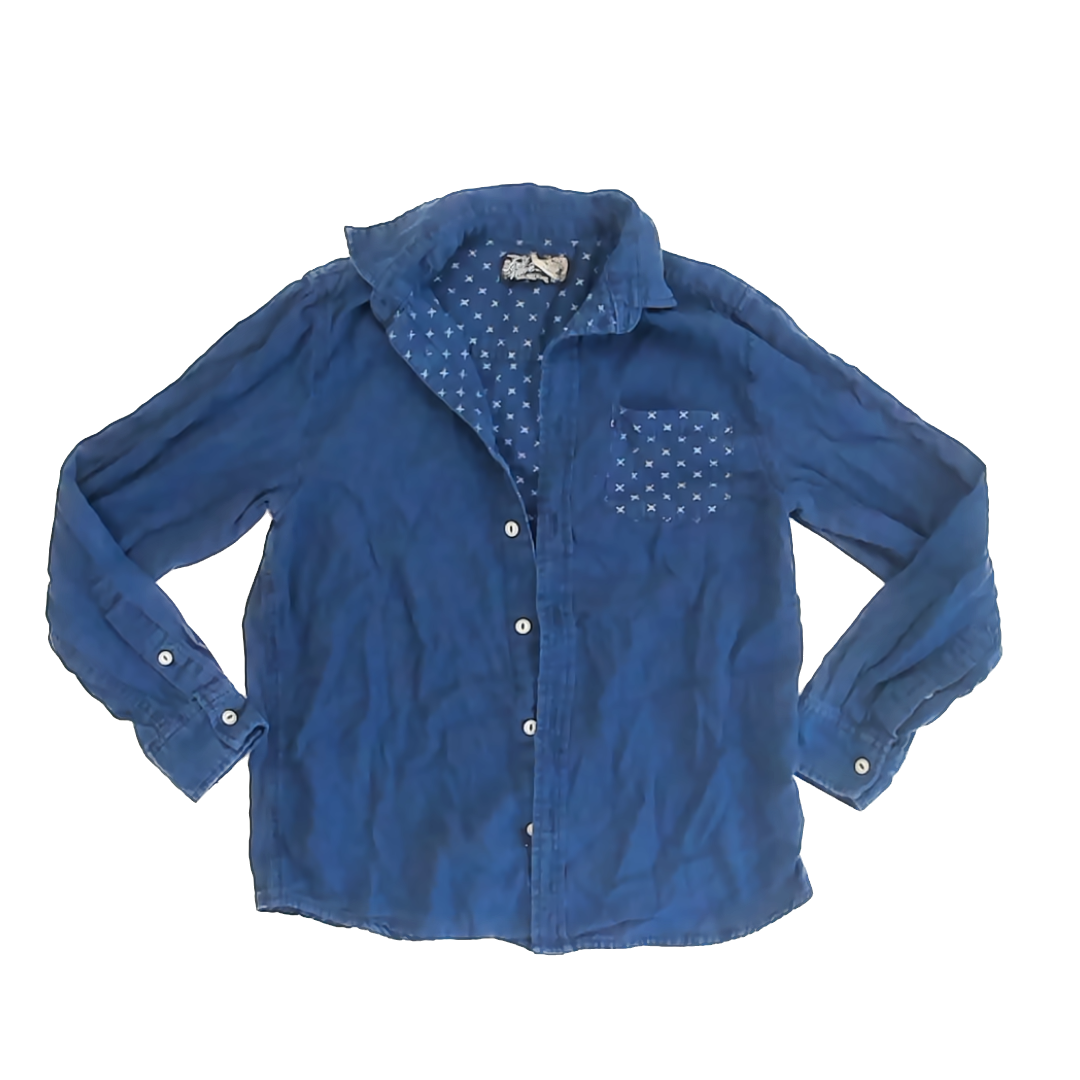 First Wave Boys Blue Stars Button Down Long Sleeve Size: 12 Years Blue Stars
