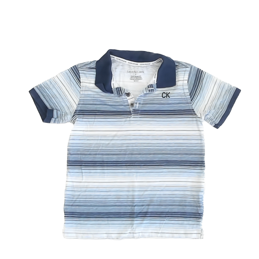 Calvin Klein Jeans Boys Blue Strip Polo Shirt Size: 6 Years Blue Strip