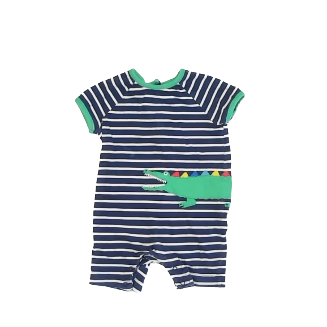 Baby Boden Boys Blue Stripe | Crocodile Onesie Size: 12-18 Months Blue Stripe | Crocodile
