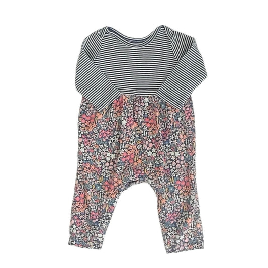 Tea Collection Girls Blue Stripe | Floral Long Sleeve Outfit Size: 3-6 Months Blue Stripe | Floral