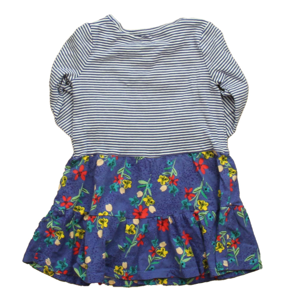 Tea Collection Girls Blue Stripe Floral Dress Size: 3T Blue Stripe Floral