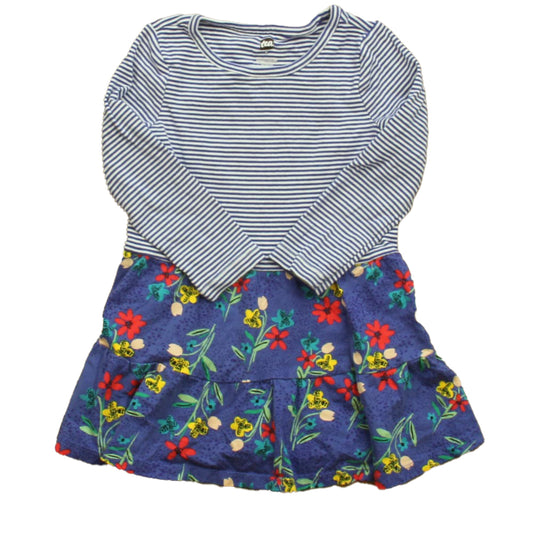 Tea Collection Girls Blue Stripe Floral Dress Size: 3T Blue Stripe Floral