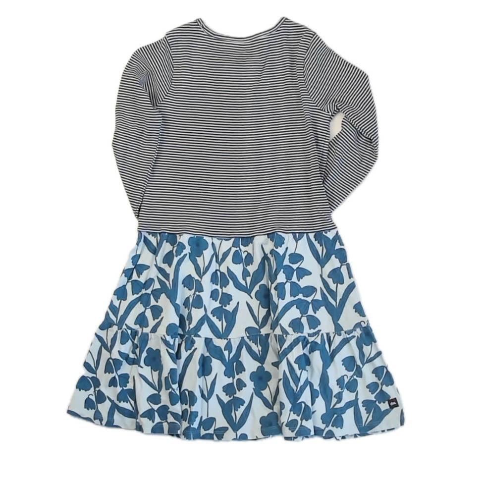 Tea Colllection Girls Blue Stripe Floral Dress Size: 8 Years Blue Stripe Floral