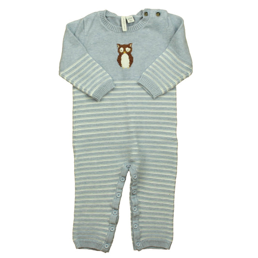 Janie and Jack Girls Blue Stripe Owl Long Sleeve Outfit Size: 12-18 Months Blue Stripe Owl