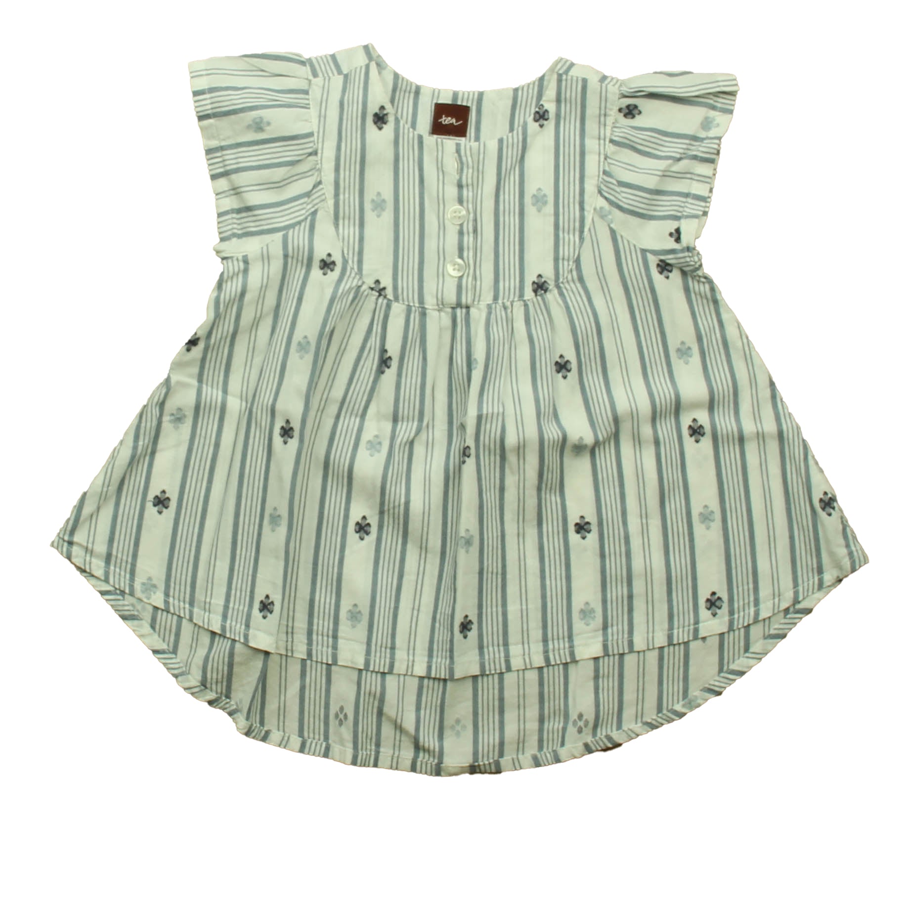 Tea Collection Girls Blue Stripe Blouse Size: 4T Blue Stripe
