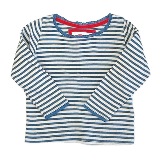 Boden Girls Blue Stripe Long Sleeve T-Shirt Size: 3-4T Blue Stripe