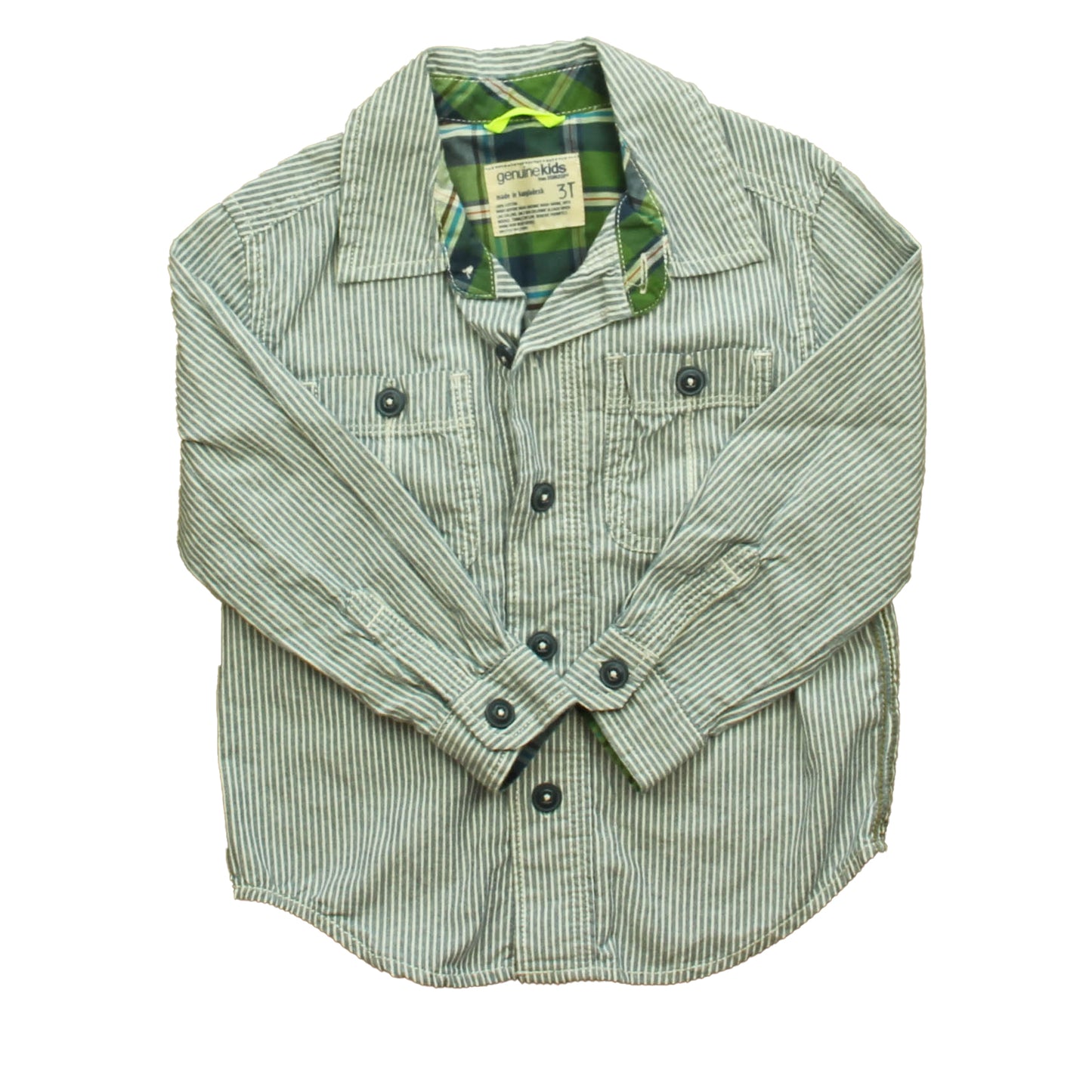 Osh Kosh Boys Blue Stripe Button Down Long Sleeve Size: 3T Blue Stripe