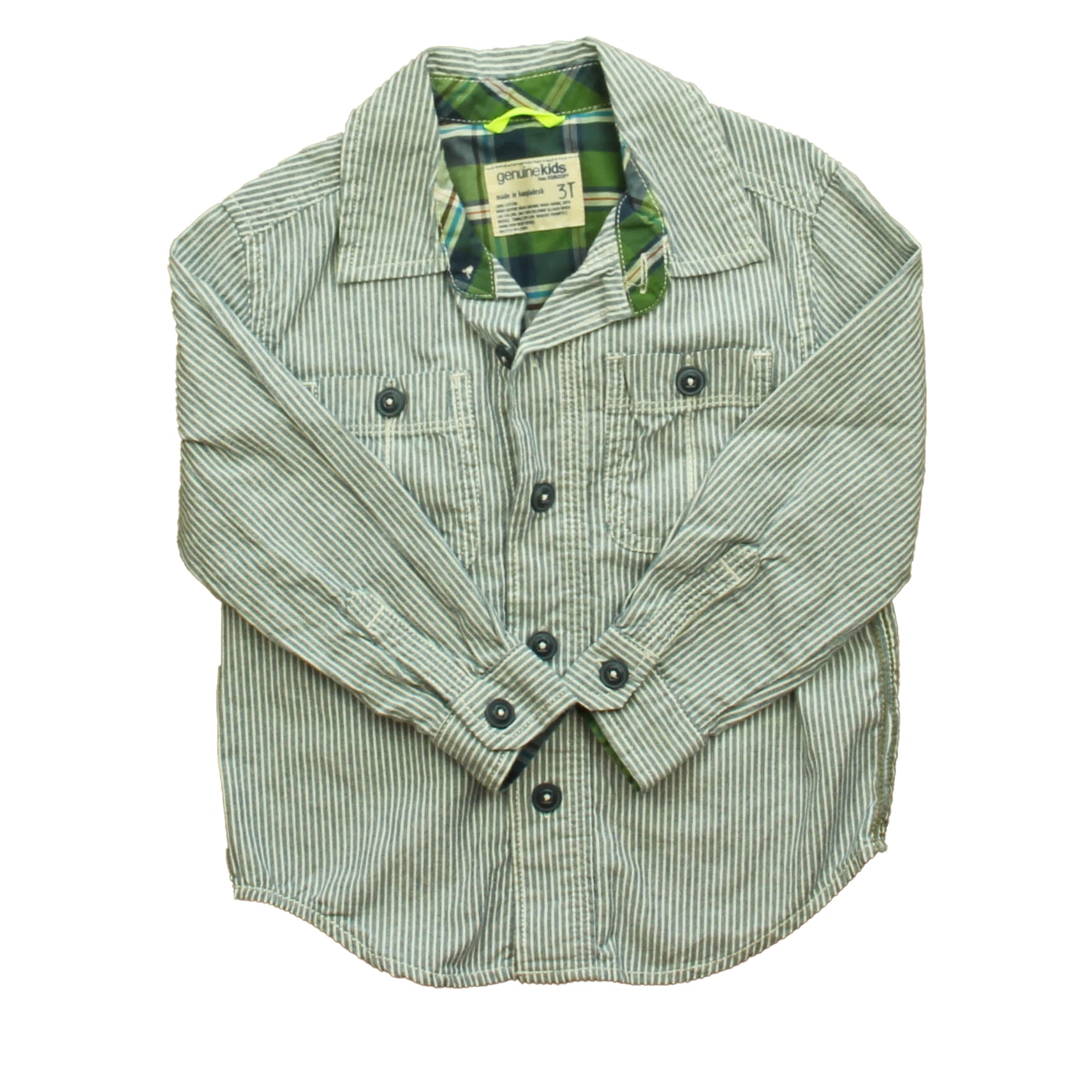Osh Kosh Boys Blue Stripe Button Down Long Sleeve Size: 3T Blue Stripe