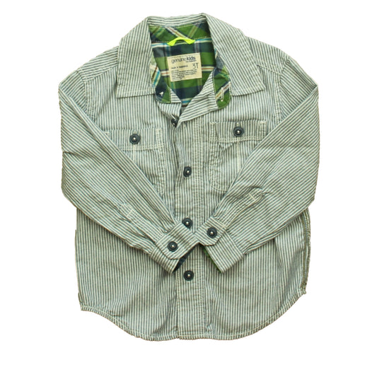 Osh Kosh Boys Blue Stripe Button Down Long Sleeve Size: 3T Blue Stripe