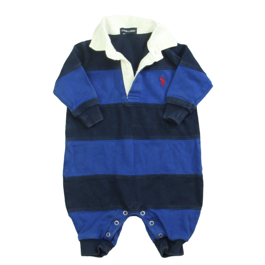 Ralph Lauren Boys Blue Stripe Long Sleeve Outfit Size: 0-3 Months Blue Stripe