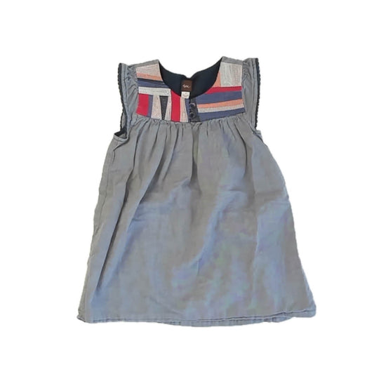 Tea Collection Girls Blue Stripe Dress Size: 4T Blue Stripe