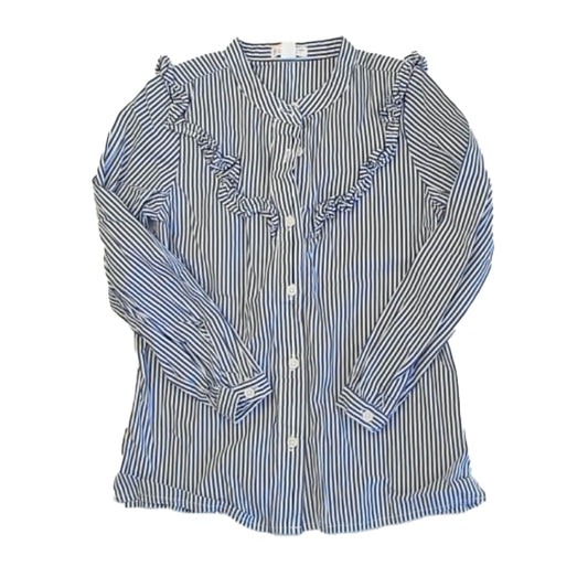 Crewcuts Girls Blue Stripe Blouse Size: 7 Years Blue Stripe